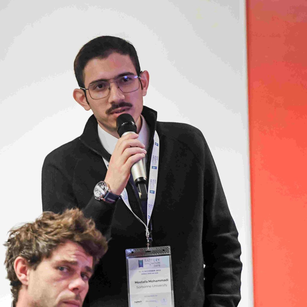 Mostafa Mohammadi speaking at Battery Innovation Days, Bordeaux
